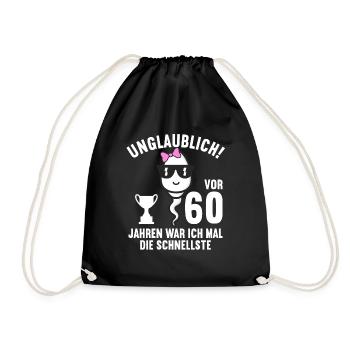 60 Jahre vor 60 Jahren schnellste 60. Geburtstag - Turnbeutel - Schwarz - Vorne