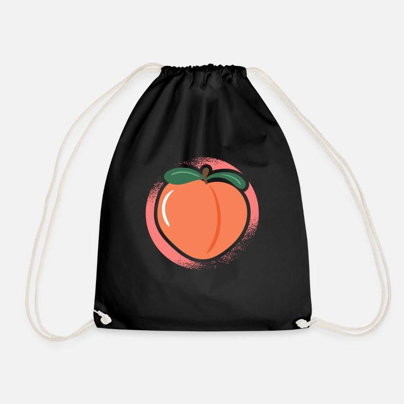 Fruit de pêche Végétalien Végétarien Sain - Sac de sport léger - noir