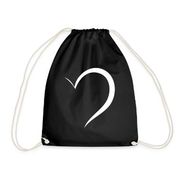 Half White Heart - Drawstring Bag - black - Front