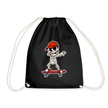 Skater Skating Skateboard Skeleton Skul - Drawstring Bag - black - Front