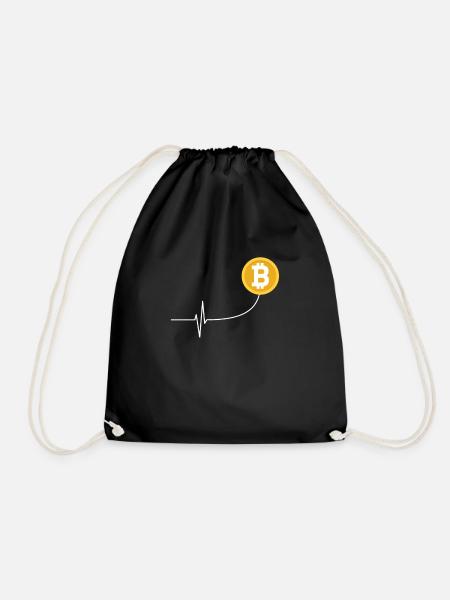 Bitcoin Herzschlag EKG Heartbeat Crypto Trade BTC - Turnbeutel - Schwarz
