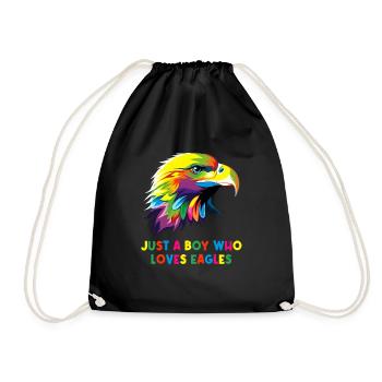just a boy who loves eagles bird eagle - Drawstring Bag - black - Front