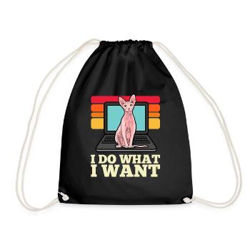 Sphynx Cat I Do What I Want Laptop PC - Drawstring Bag - black - Front