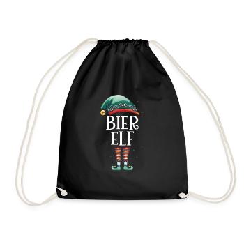 Weihnachten Partnerkostüm Bier Elf Elfe Elfen - Turnbeutel - Schwarz - Vorne