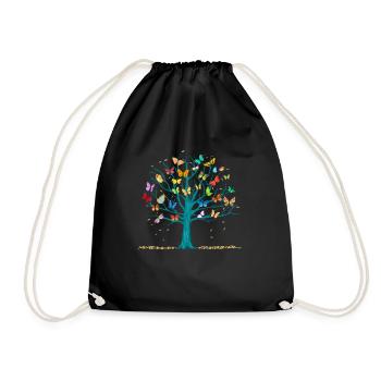 Butterfly Tree Nature Insects Forest Wildlife - Drawstring Bag - black - Front