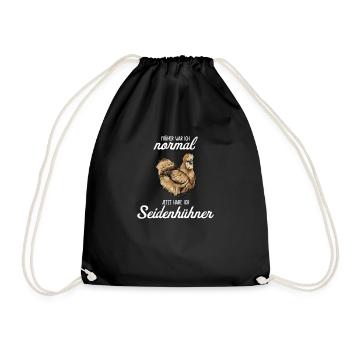 Silk Chicken I Chicken Egg Rooster Motif for Chicken Keeper - Drawstring Bag - black - Front