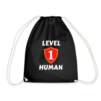 Level 1 Mensch - Turnbeutel - Schwarz - Vorne