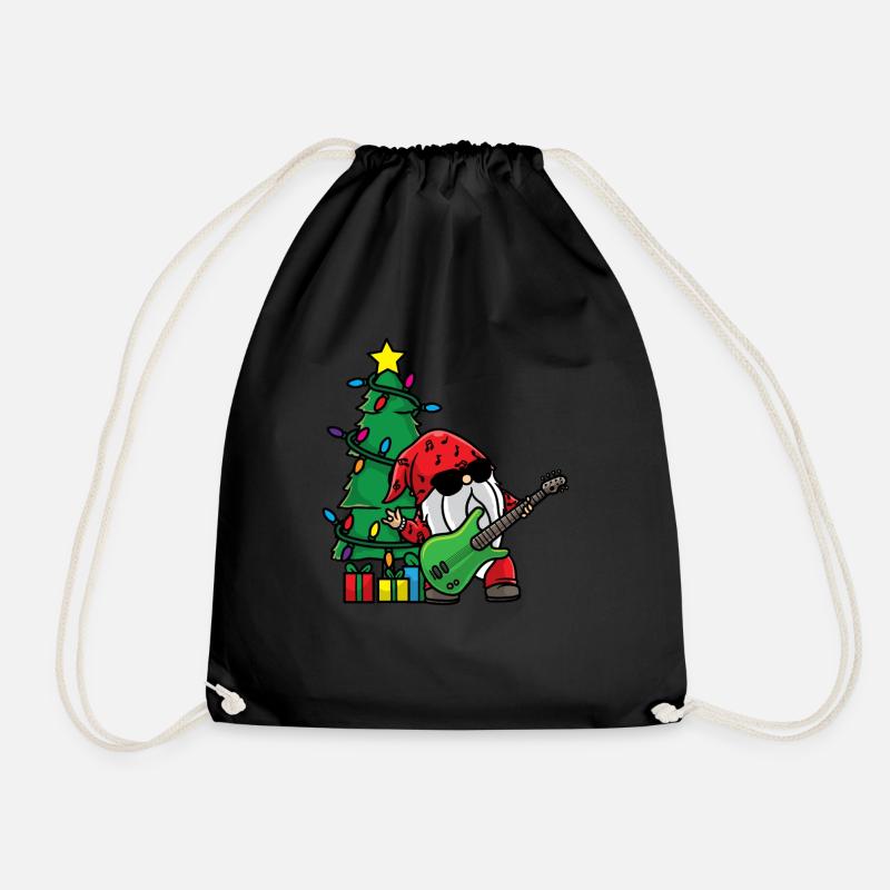 Gitarre Wichtel Weihnachtsbaum Xmas Gitarrist - Turnbeutel - Schwarz