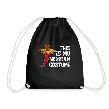 Mexikanisches Coustume Chili & Sombrero - Turnbeutel - Schwarz - Vorne