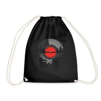 Vinyl Record Sunset Classic Music Player - Drawstring Bag - black - Front