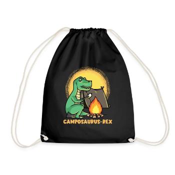 Dinosaurier T-Rex Jurrasic Lagerfeuer Wohnmobil - Turnbeutel - Schwarz - Vorne