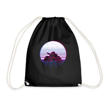 Grapes Fruit Retro Vintage Retro Wave - Drawstring Bag - black - Front