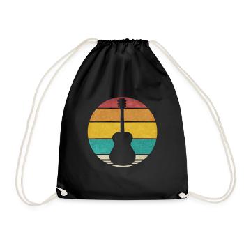 Gitarre Retro Rock n Roll Vintage Gitarristen Logo - Turnbeutel - Schwarz - Vorne