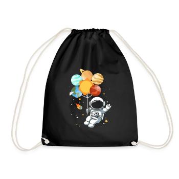 Astronomy Solar System Planet Astronaut - Drawstring Bag - black - Front