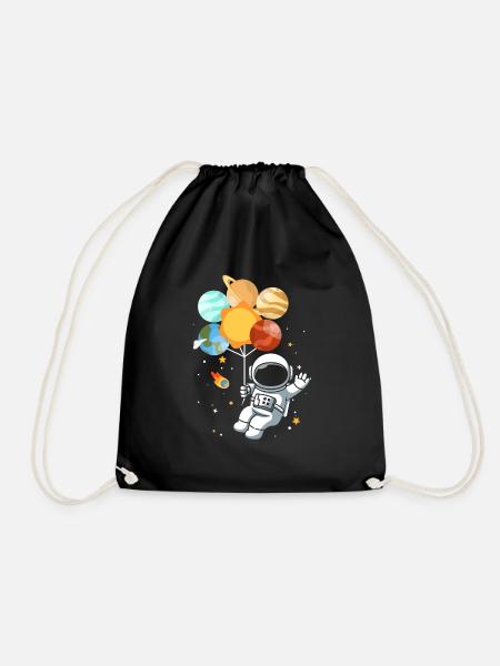 Astronomy Solar System Planet Astronaut - Drawstring Bag - black