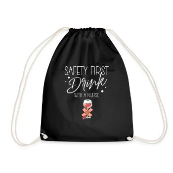 Nurse Safety first drink with a nurse - Drawstring Bag - black - Front