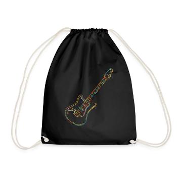 Electric Guitar Illustration Guitar Teacher Gift - Drawstring Bag - black - Front