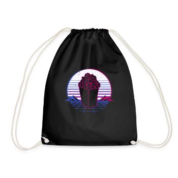 Popcorn Cinema Retro Vintage Retro Wave - Drawstring Bag - black - Front