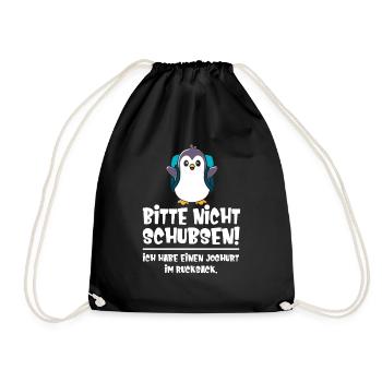 Kids Please don't push penguin cute - Drawstring Bag - black - Front