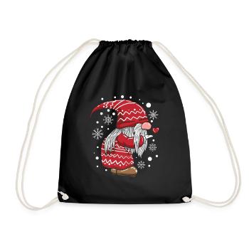 Weihnachten Wichtel Partnerlook - Turnbeutel - Schwarz - Vorne