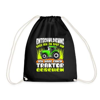 Trecker Bauernhof Traktor Kinder Landwirtschaft - Turnbeutel - Schwarz - Vorne
