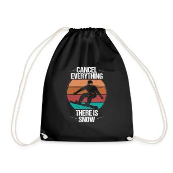 Snowboarding Retro Cancel Everything Snow Vintage - Turnbeutel - Schwarz - Vorne