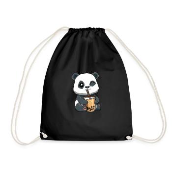 Kawaii Panda Otaku Boba Tee - Turnbeutel - Schwarz - Vorne