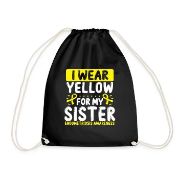 Sister Yellow Ribbon Twin Endometriosis Awareness - Drawstring Bag - black - Front