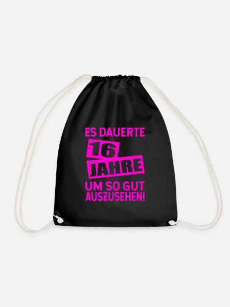 16. Geburtstag 16 Jahre Sechzehn Geschenk - Turnbeutel - Schwarz