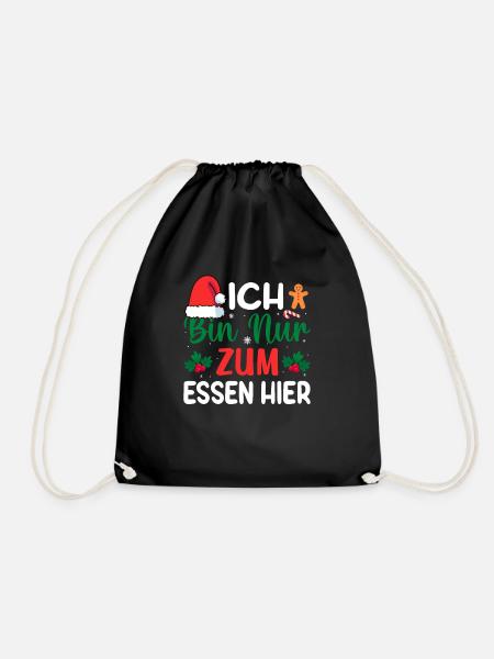 Ich bin nur zum essen hier Weinachten - Turnbeutel - Schwarz