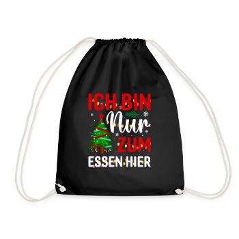 Essen Weihnachten lustiger Spruch - Turnbeutel - Schwarz - Vorne