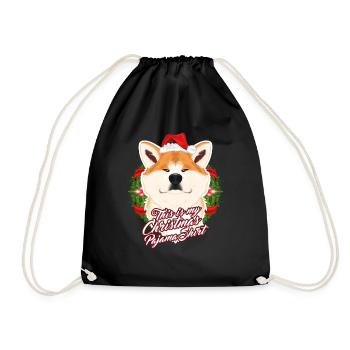 This Is My Christmas Pajama Shirt Akita Inu - Turnbeutel - Schwarz - Vorne