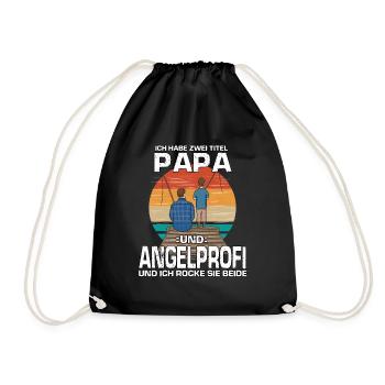 Retro Fische Angeln Geschenk Papa Karpfen Angler - Turnbeutel - Schwarz - Vorne