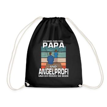 Kultiges Angler Fisch Papa Sportangler Angeln - Turnbeutel - Schwarz - Vorne