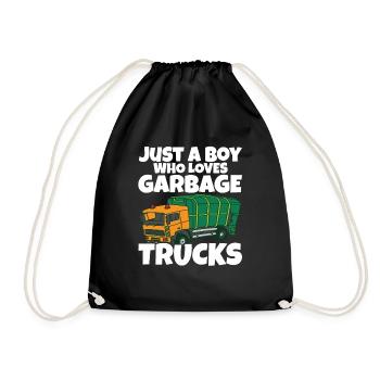 Just A Boy Who Loves Garbage Trucks - Drawstring Bag - black - Front
