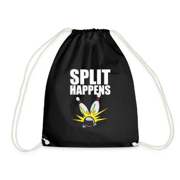 Bowling Pin I Bowling Team I Bowling Split Happens - Drawstring Bag - black - Front