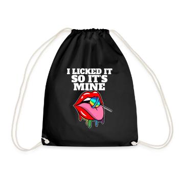 LGBT Pride I LGBTQ Rainbow Licked It So It's Mine - Turnbeutel - Schwarz - Vorne