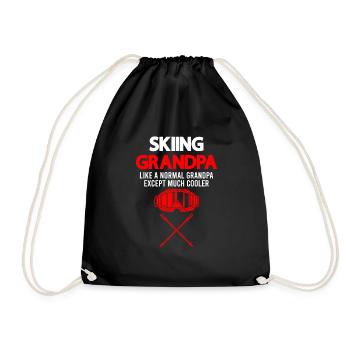 Skifahrender Opa wie ein normaler Opa, nur viel co - Turnbeutel - Schwarz - Vorne