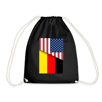 USA Germany German Deutschland Flag Dual Citizen - Drawstring Bag - black - Front
