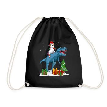 Unicorn T Rex Christmas Gift Dinosaur Boy Girl - Drawstring Bag - black - Front
