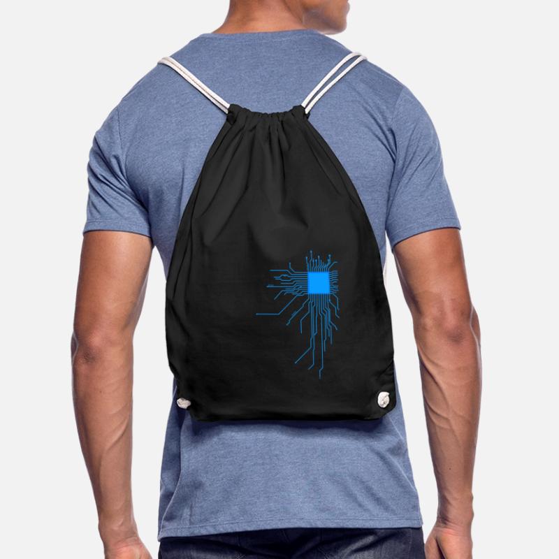 board blue computer pc admin core cpu nerd code Drawstring Bag
