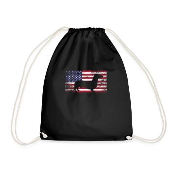 Dachshund Dachshund Dog Gift USA Flag America - Drawstring Bag - black - Front
