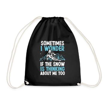 Skiing Ski Winter Sports Snow Ski Sloper Skis - Drawstring Bag - black - Front