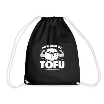Powered By Tofu, Nachhaltig Soja Vegetarier - Turnbeutel - Schwarz - Vorne