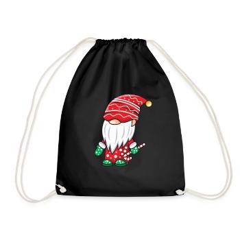 Gnome with candy cane - Drawstring Bag - black - Front