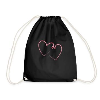 Double Heart In Pink - Drawstring Bag - black - Front