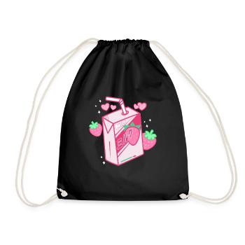 Lait de fraise, japonais, kawaii, lait de fraise - Sac de sport léger - noir - Devant