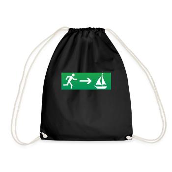 Emergency exit sailing sailboat - Drawstring Bag - black - Front