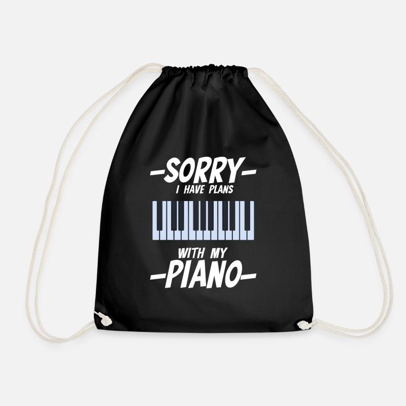 Piano Player Piano Keys - Drawstring Bag - black