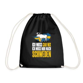 Skandinavien - Ich muss gar nix ich muss nur nach - Turnbeutel - Schwarz - Vorne